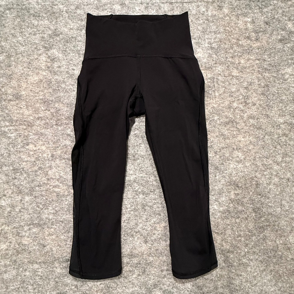 Lululemon Train Times Crop Black Leggings High Rise Yoga Pants Size 2